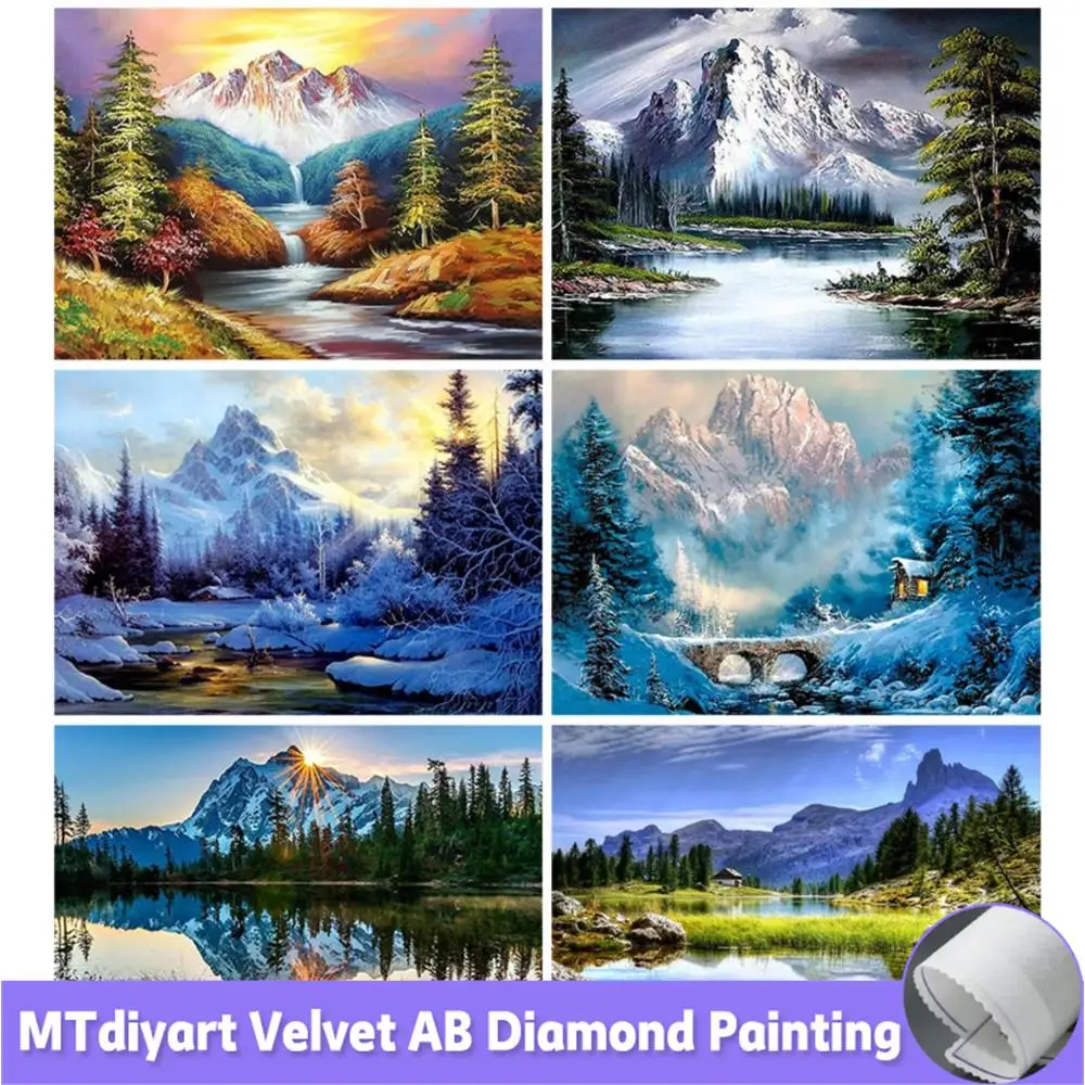 Mountain Diamond Painting Waterfall Landscape 5D Full Diamond Mosaic Cross Stitch Embroidery Kit Rhinestone Pictures Decor Home