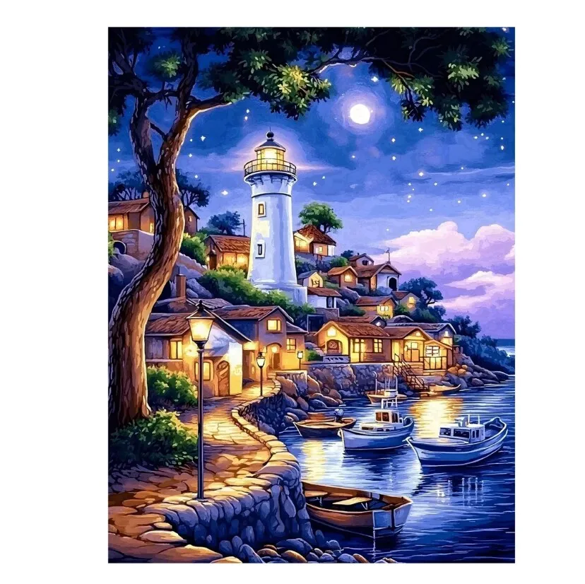 9ct 65X85cm Lighthouse Pre-Printed Cross Stitch Kit DIY Embroidery Set Handicraft Floss Needle Crafts