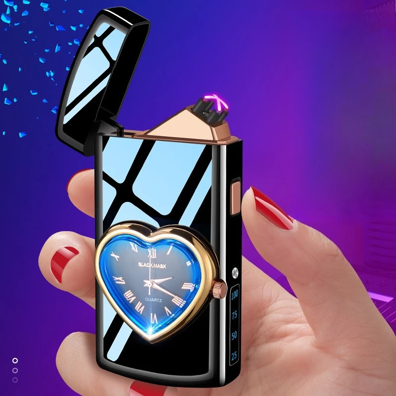 

2102-2 Heart-shaped Dial Pulse Dual Arc Lightning Ignition USB Charging Convenient and Fast Lighter Smoking Accessories