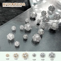 3PCS Luxury Super Sparkle Zircon Pile Diamonds Stack 3D Ball Alloy Frame Nail Art Rhinestones Jewelry Decor Manicure Ornaments