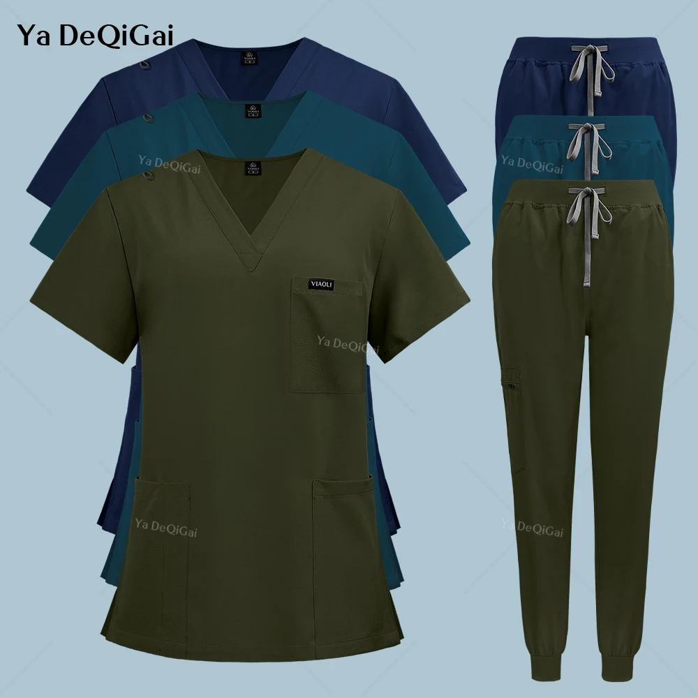 Oversized Nurse Uniforms Beauty Salon Spa Workwear Fashion Jogger Suit Pet Hospital Doctor Scrubs Set Women Men Medical Clothes