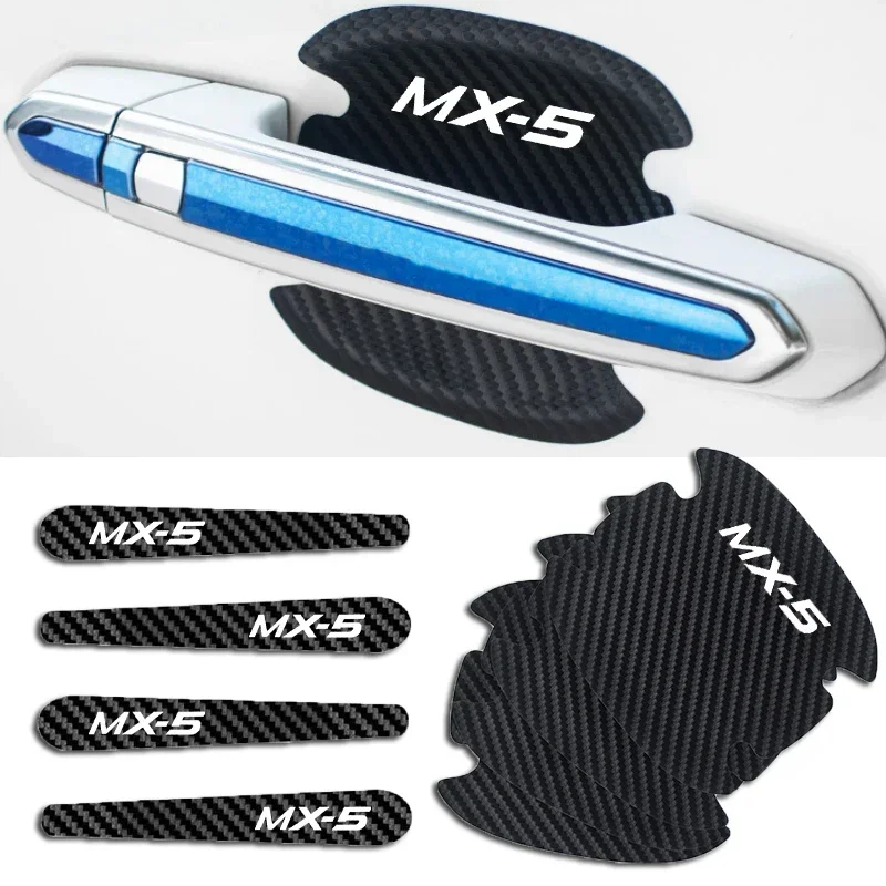 

Carbon Fiber Car Door Handle Wrist Stickers Anti-collision Badge Protective Decals for Mazda MX-5 Logo Auto Styling Accessories