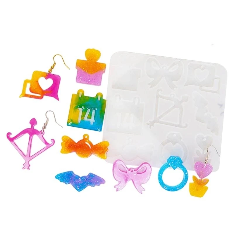 Durable Epoxy Resin Molds DIY Earrings Pendant Mold Valentine's Day Unique Jewelry Pendant Moulds for DIY Pendant Making