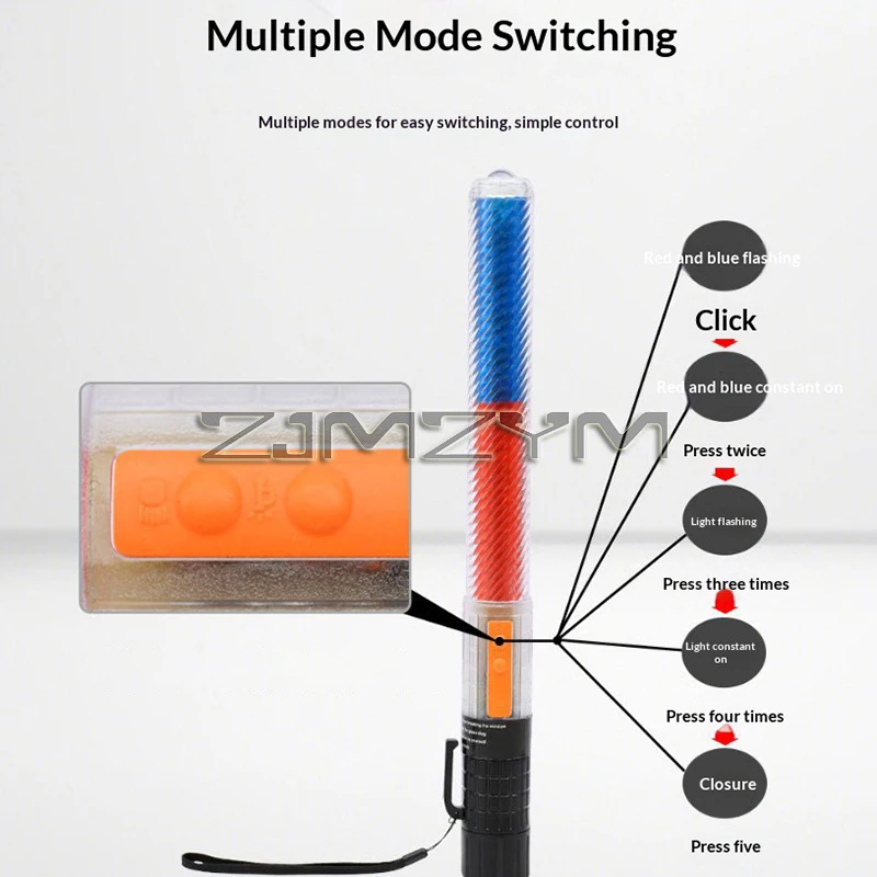 Portable LED Traffic Safety Wand Charging Command Stick Waterproof Magnetic Beacon Bright Emergency Lighting