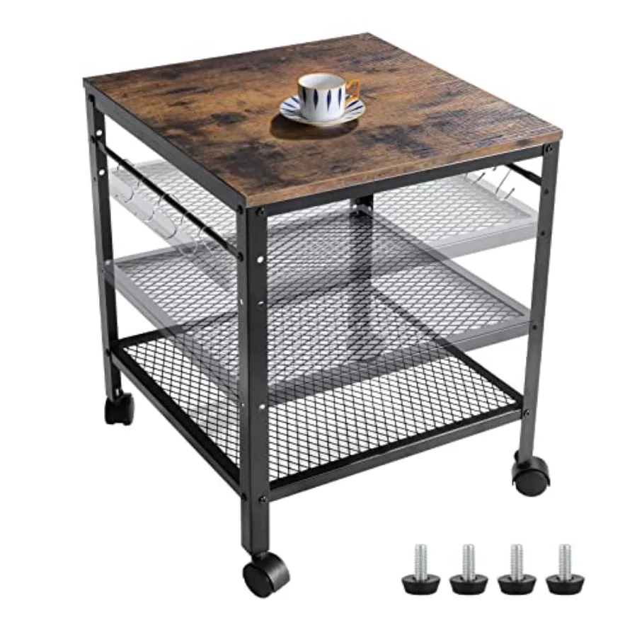 

【Spot goods】Rustic End Table 2-Tier Side Table with Adjustable Height Shelf 19.7" x 19.7" x 24" 143 lb Weight Capacity Great fo