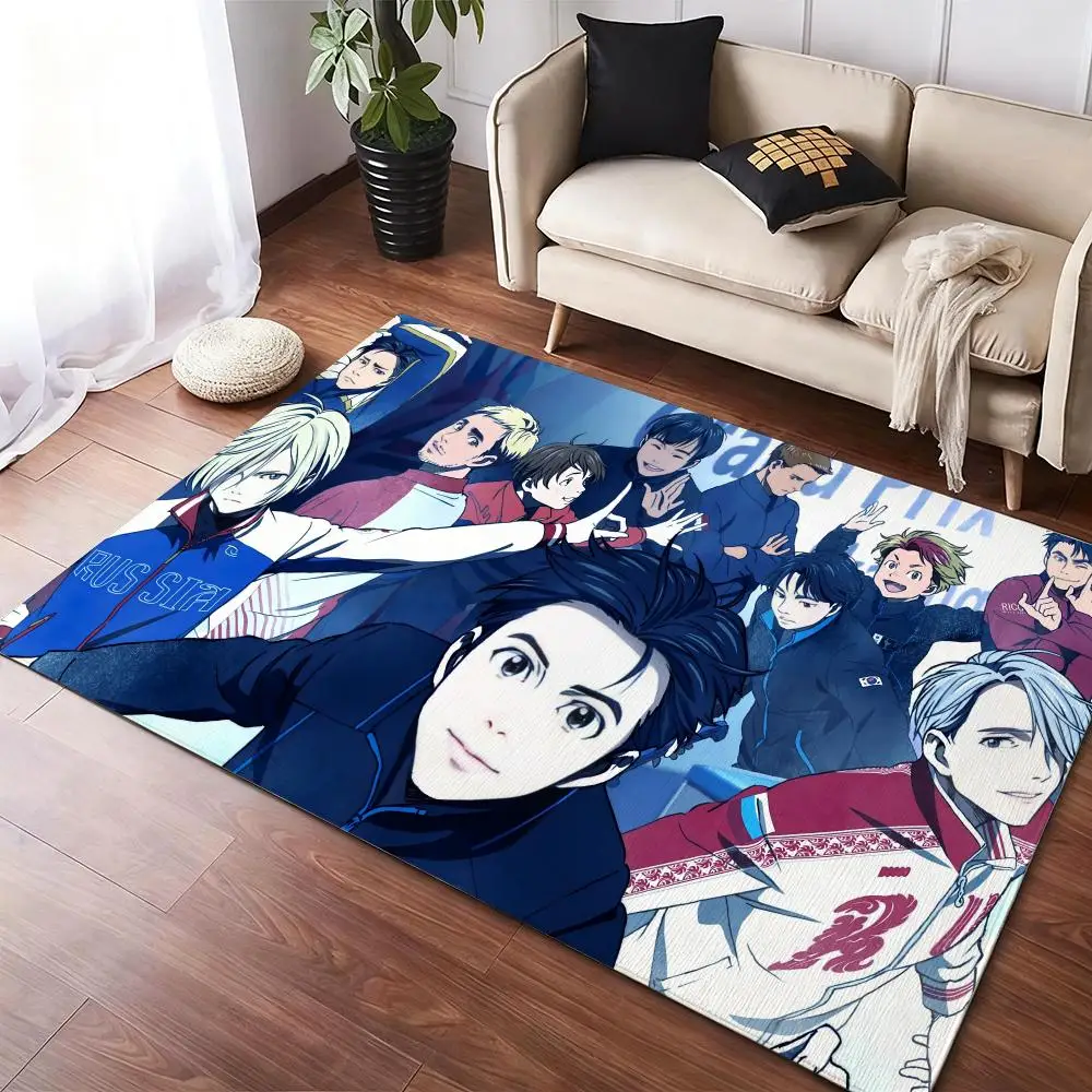 

Y-Yuri On IceS Anime Floor Mat Soft Thickened Non-Slip Door Mat for Living Room Home Decor Flannel Rugs