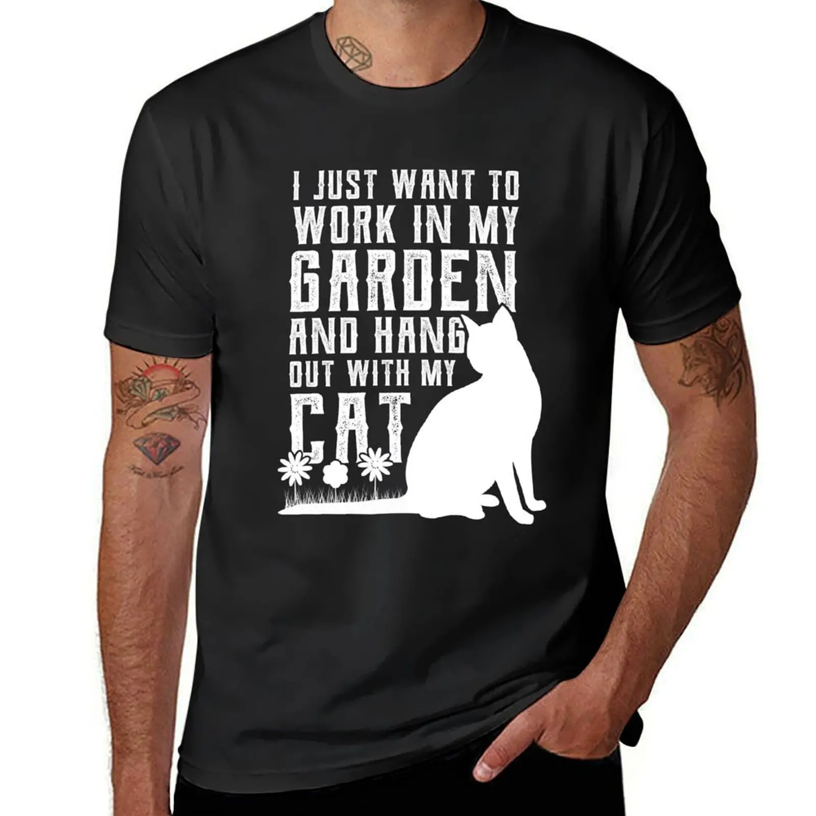 Just Want To Work In My Garden and Hang Out With Cat T-Shirt quick-drying sports fans mens tall t shirts