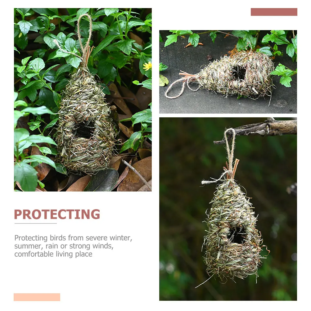 

Hanging Straw Decorative For Garden Outdoor Birds Warm Woven Straw Birdhouse Hanging Nest Grass Birdhouse Hummingbird