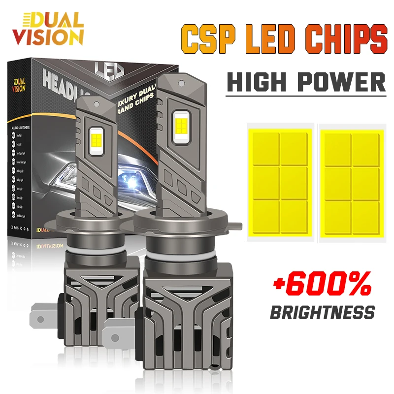 Dualvision 300W H7 LED Bulb H8 H9 H11 9005 HB3 9006 HB4 Headlight Fog Light Super Bright 6000K White Auto Lamp Mini Size 2pcs