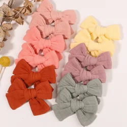 2Pcs/set Cotton Kids Bows Hair Clips for Girls Bowknot Hair Clips Cute Barrettes Headwear Kids Safety Hairpin Hair Accessories