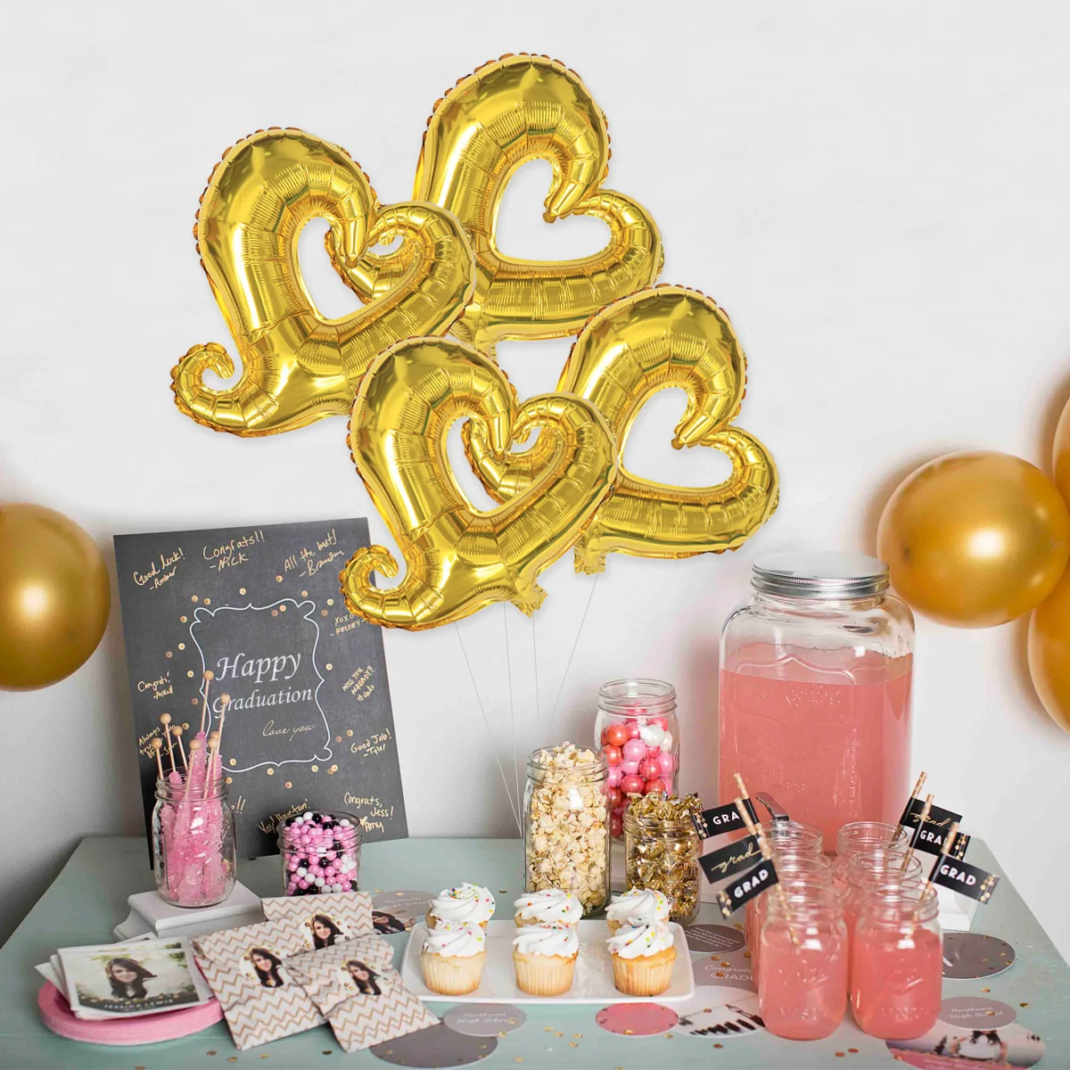 4 Pcs Balloon Garland Christmas Decoration Balloons Festival Foil Heart-shaped Golden