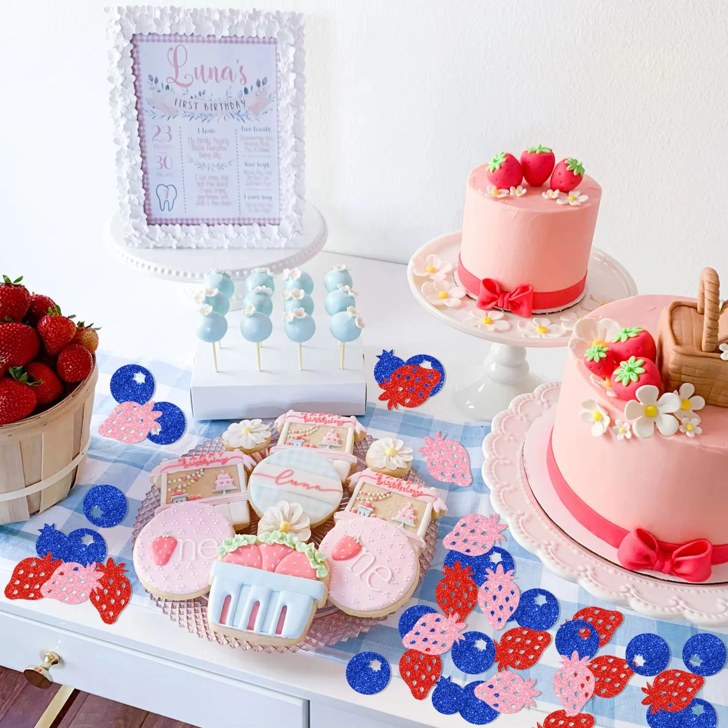 100 Stuks Fruit Thema Aardbei Bosbessen Confetti Verjaardag Babyshower Huwelijkscadeau Geven Partij Tafel Top Gooien Confetti Sup