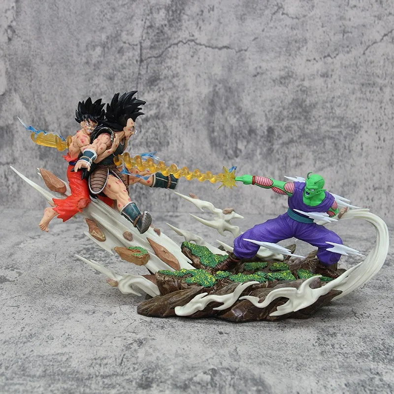 20cm Anime Dragon Ball Son Goku Raditz VS Piccolo  Action Figures Penetrates Laser Cannon PVC Statue Collection Model Toys Gifts