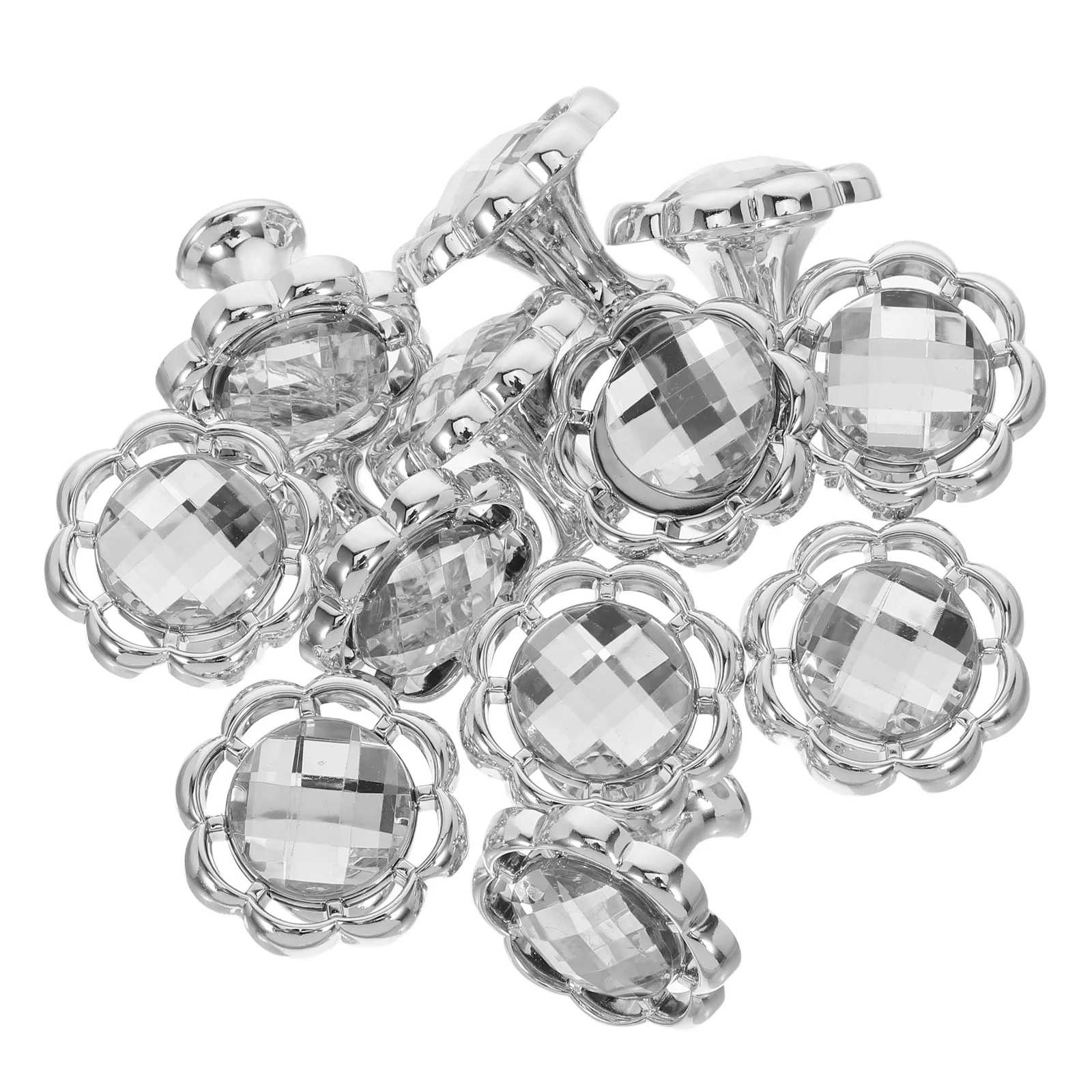 

12Pcs Flower Shape Decorative Cabinet Handles Rhinestone Drawer Knobs Wardrobe Pulls Small Door Knobs Decorative Handles