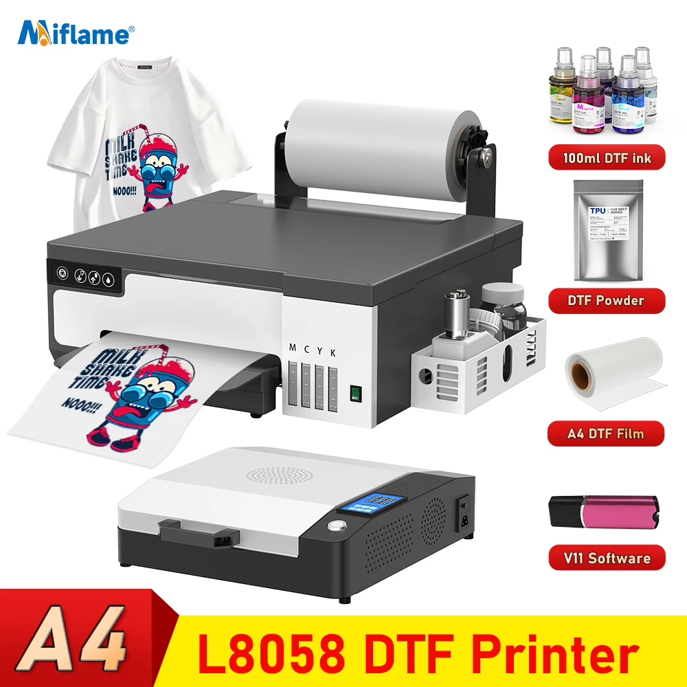 A4 XP600 DTF Printer T shirt Printing Machine L8058 DTF Printer with Roll Feeder For Jeans Clothes Direct to Film impressora dtf