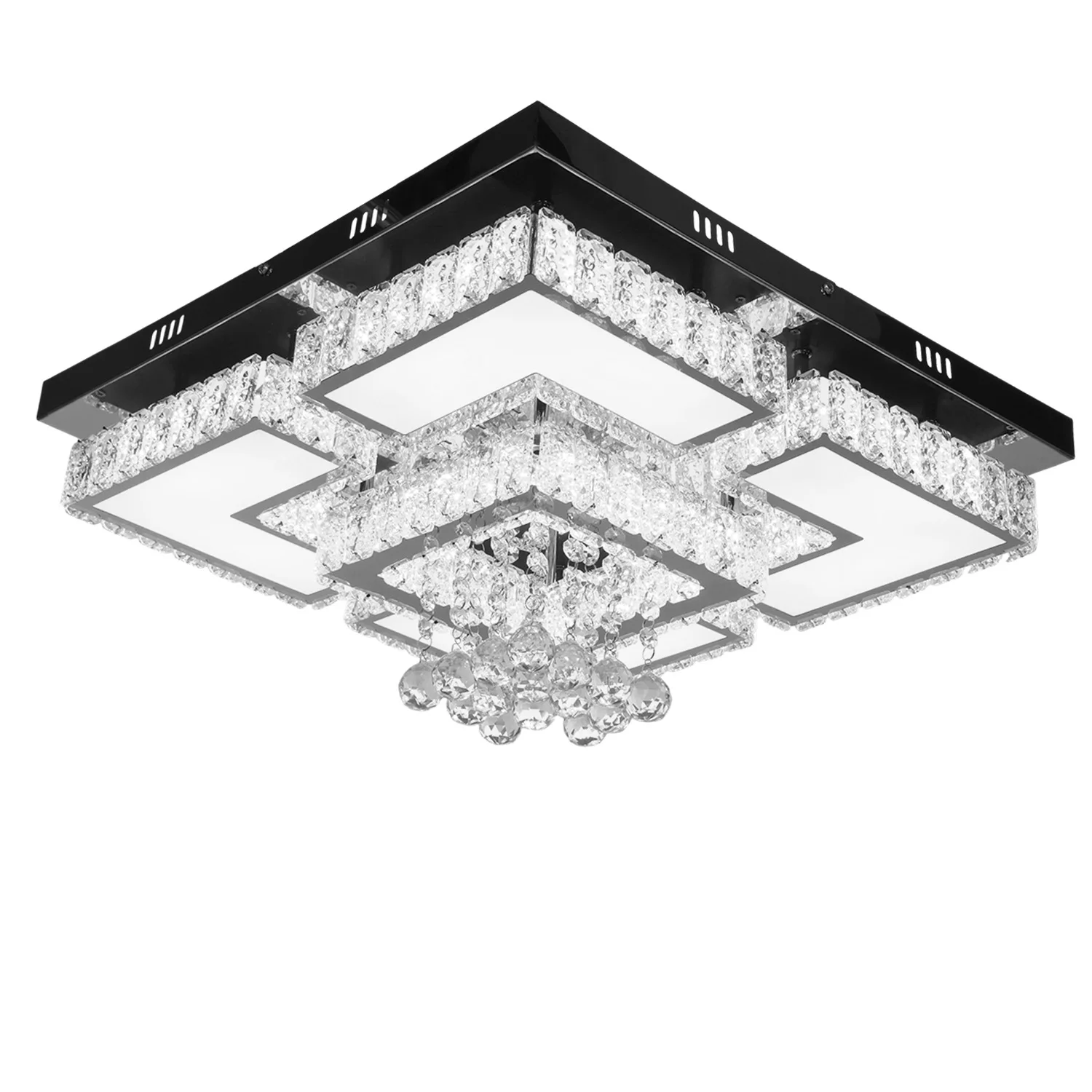 48W Modern LED Crystal Ceiling Light with Remote Control, 50cm Ceiling Lamp Stepless Dimming for Living Room Bedroom Hotel - afbeelding 2