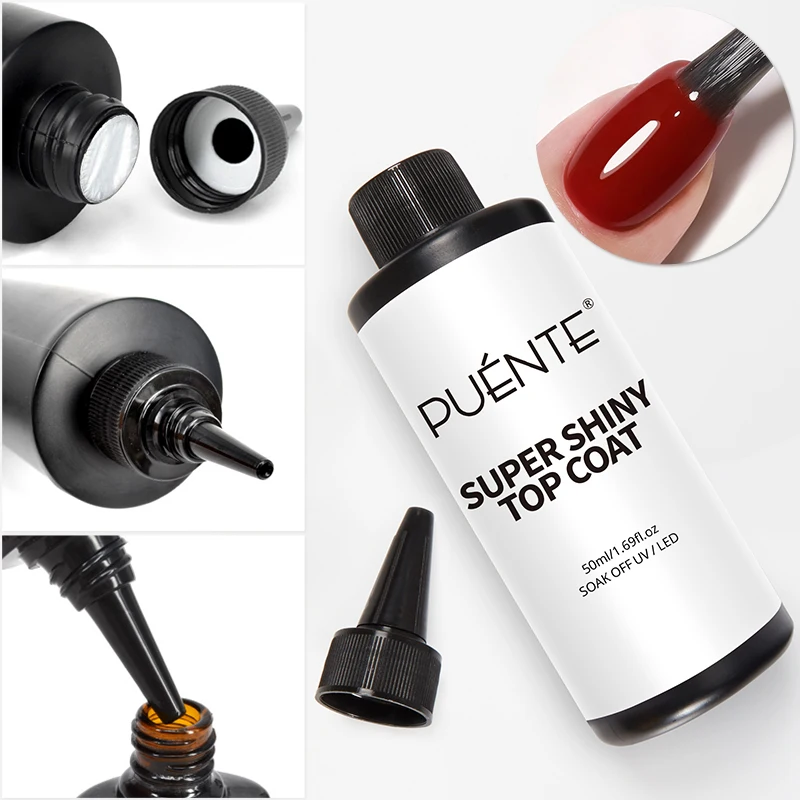 PUENTE 2개/세트 50ML 9-in-1 에이스 젤 슈퍼 샤이니 탑 코트 젤 네일 폴리쉬 셀프 레벨링 익스텐션 네일 젤 소크 오프 UV 바니쉬