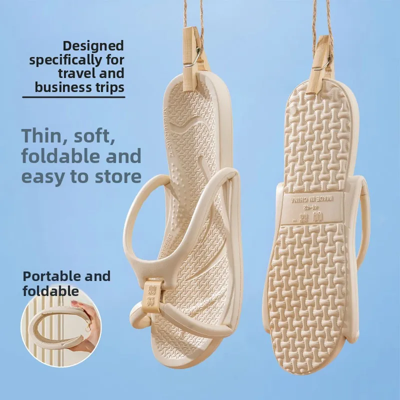 2026 Upgraded Drainage Holes Foldable Travel Slippers Ultra Soft EVA Quick Drying Hotel Bathroom Men Women