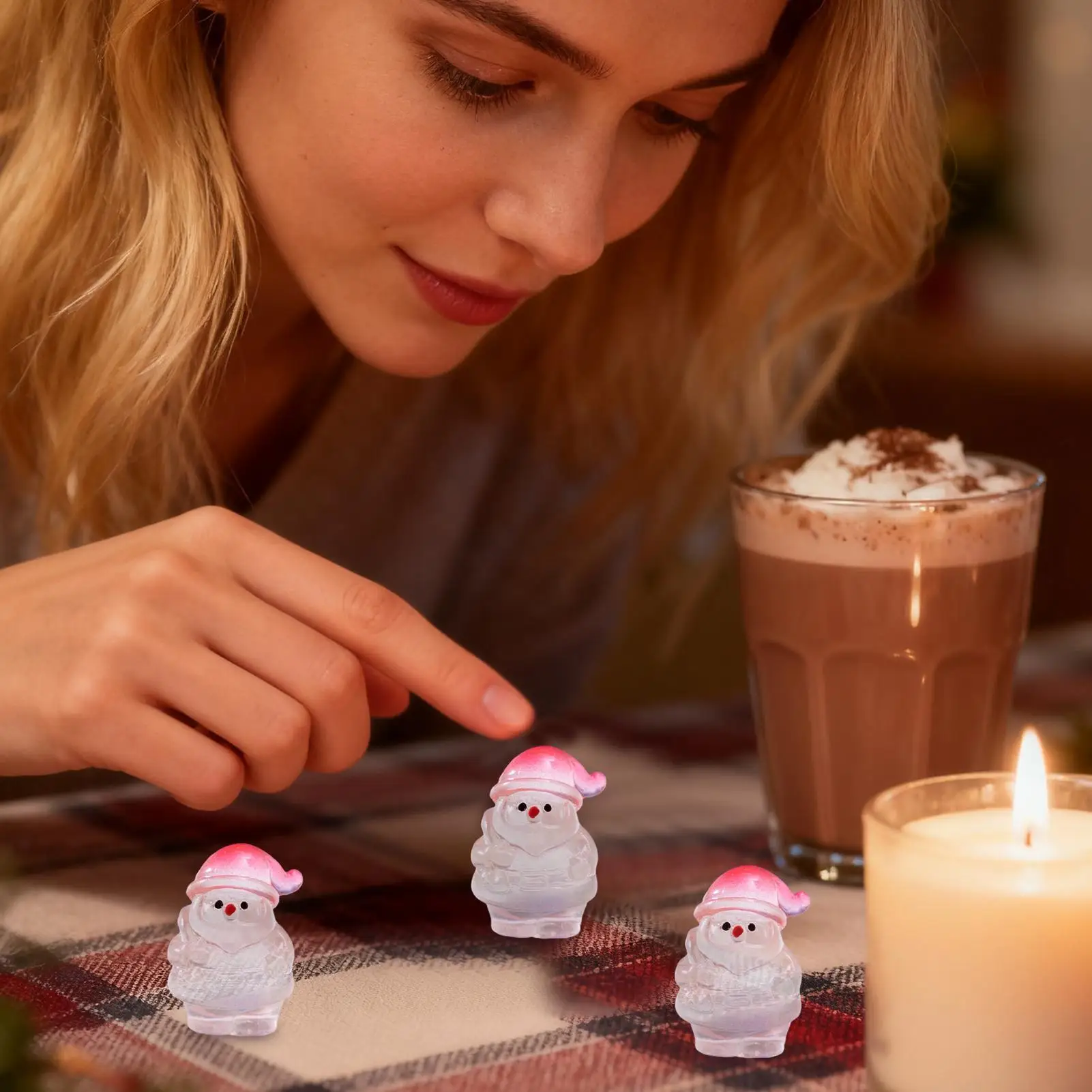 Tiny Santa Claus Figures Clear Resin Landscape Decorations Glow In The Dark Small Christmas Figurines For Fairy Garden Miniature