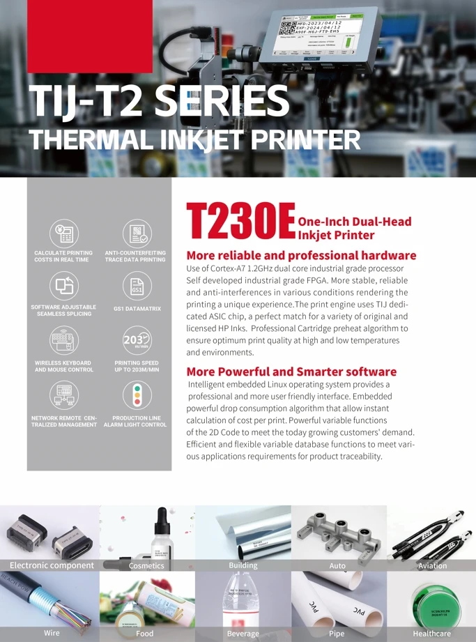 Advanced Docod T230 Inkjet Printer Date Coding Machine for Pharma and Cosmetic Applications