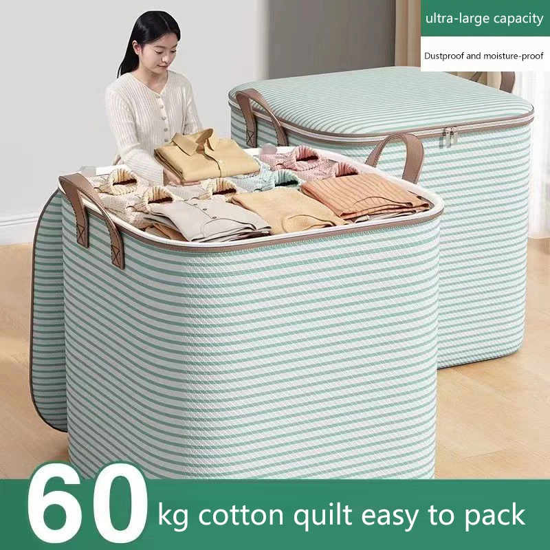 

1pc Household Large Capacity Storage Bag Non-woven Material Closet Wardrobe Organizer Can Be Used For Quilt Clothing Toys