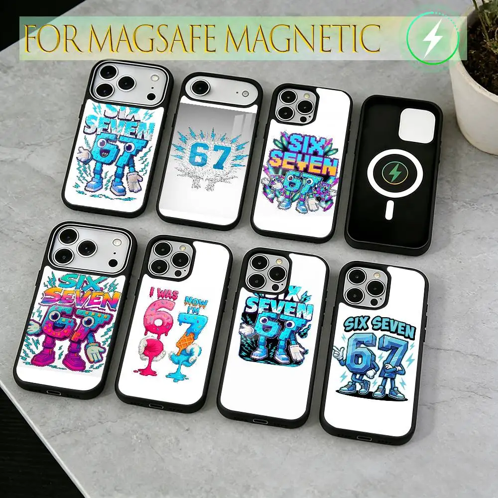 Luxury Six Seven 67  Phone Case For iPhone17,16,15,14,13,12,11 Plus,Pro Magnetic For Magsafe Wireless Charging