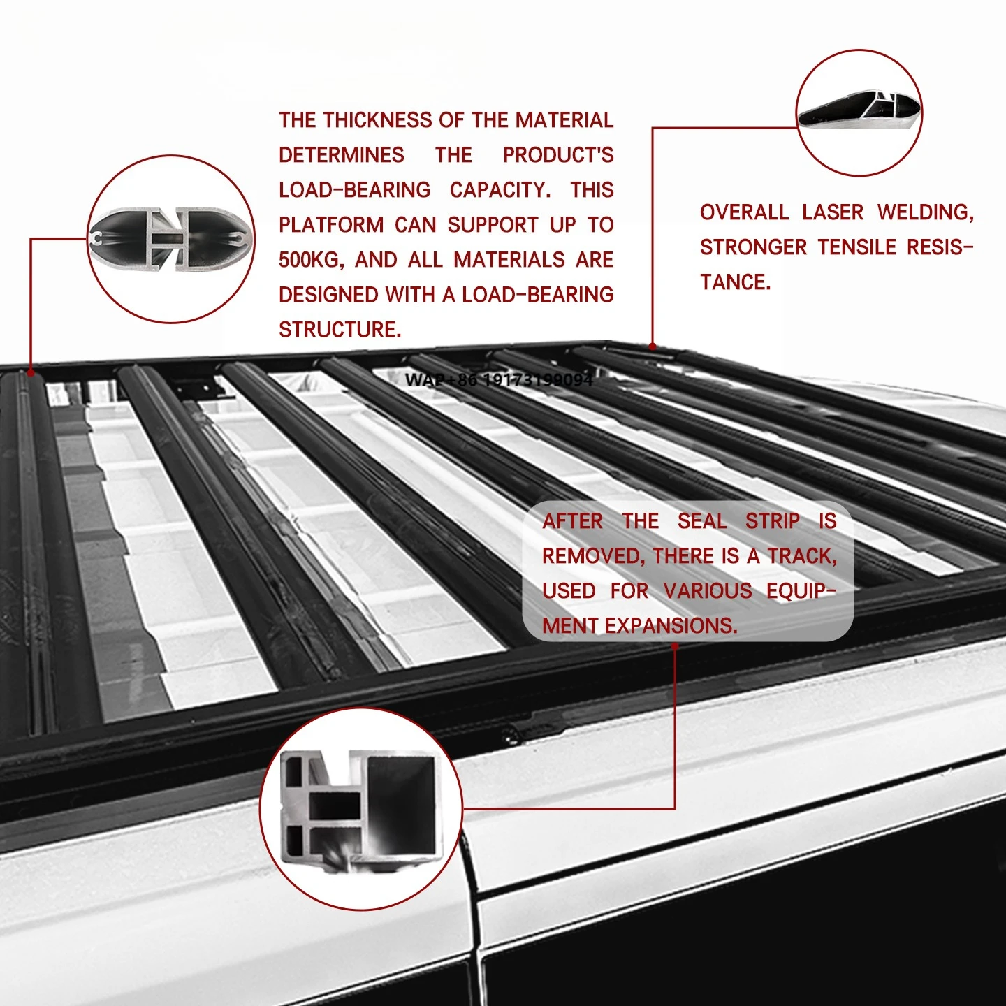 

This Aluminum Luggage Rack Can Bear a Weight of 500 Kilograms. It Is Made Through Full Welding Process and Is Suitable for