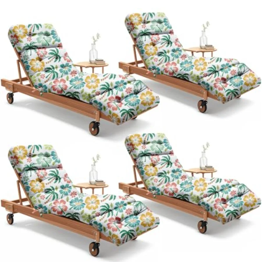 Paquete de 4 cojines para sillón de exterior, 75,1x2,8x4,7 pulgadas, 100% de algodón de repuesto impermeable, sillón para piscina y Patio