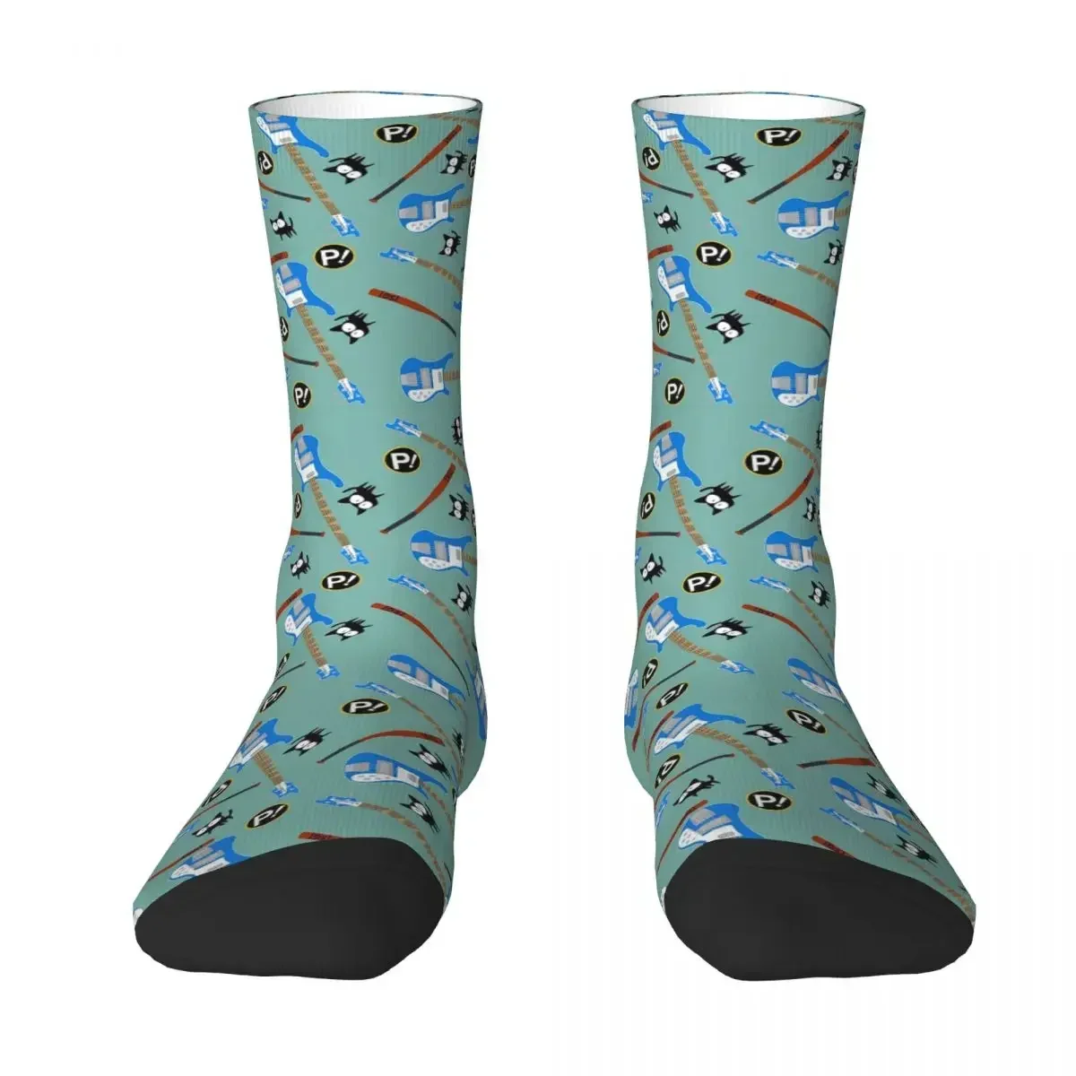 Calcetines Rickenbacker 4001C (estampado FLCL coótico) para zurdos, color azul cobalto, medias Harajuku, accesorios de calcetines largos para todas las estaciones