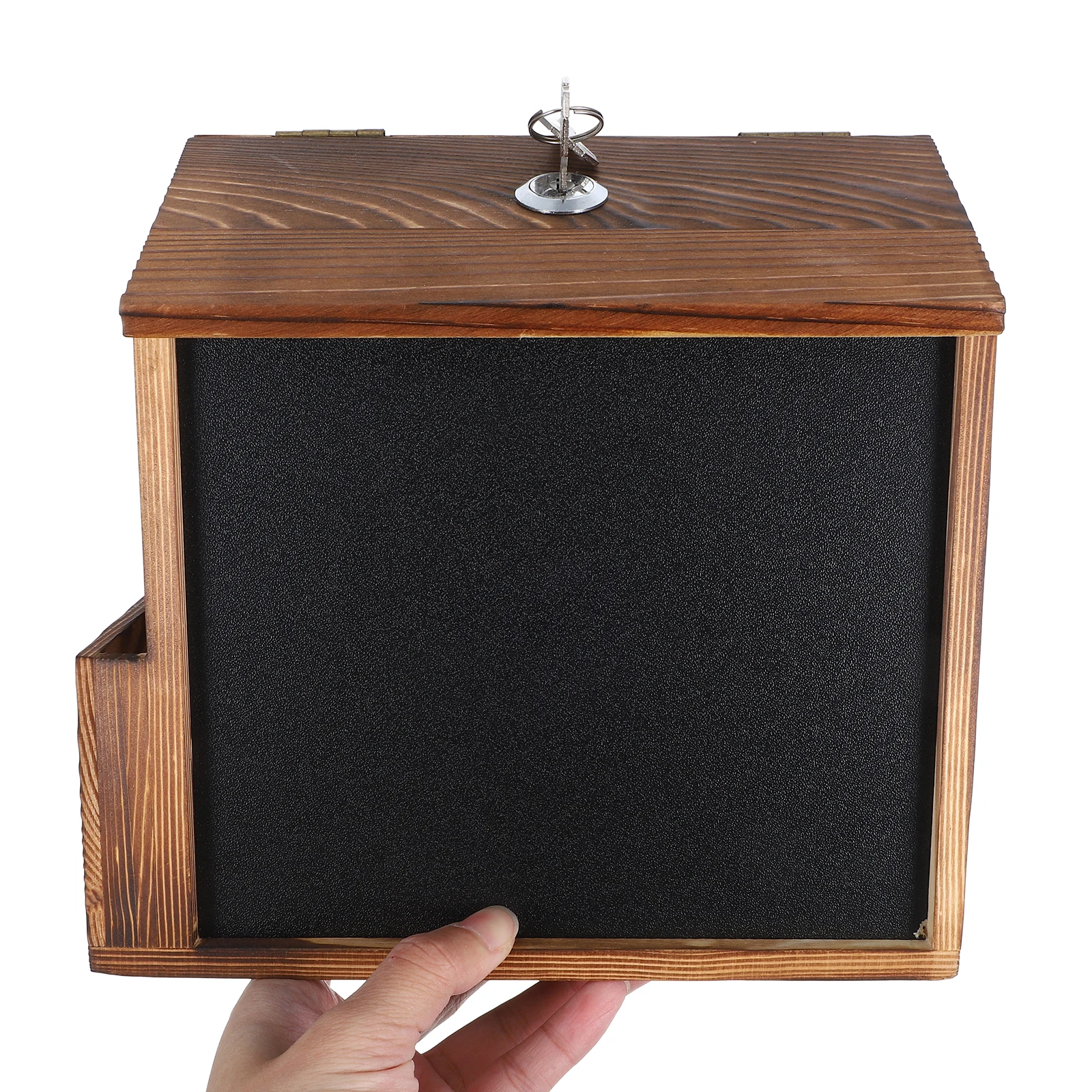 

Retro Wooden Mailbox Vintage Wall Mounted Suggestion Donation Boxes Fundraising Ballot Lockable Wood Slot Office Use Storage