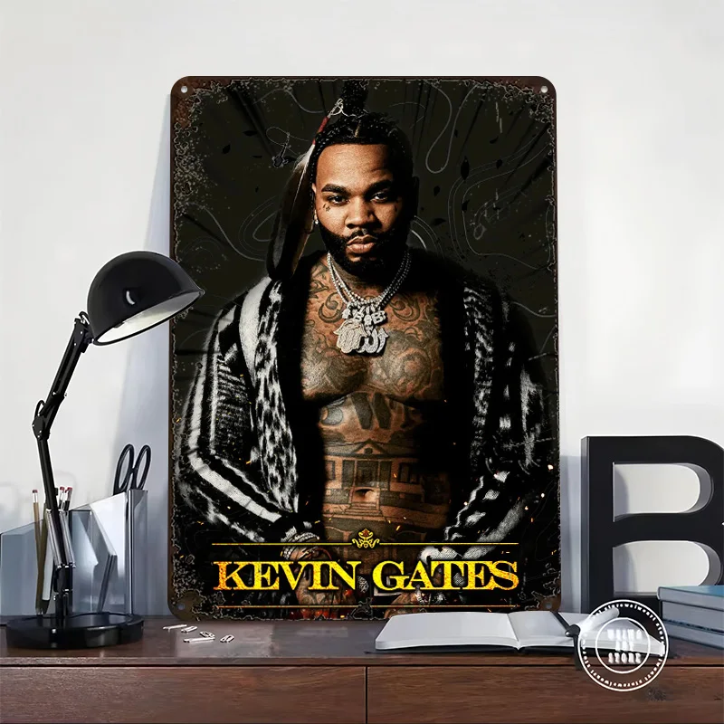 Kevin Gates Poster Customized Vintage Metal Signs Wall Art Retro Tin Plaque for Home Decorations Room Ornaments House Wand Deko
