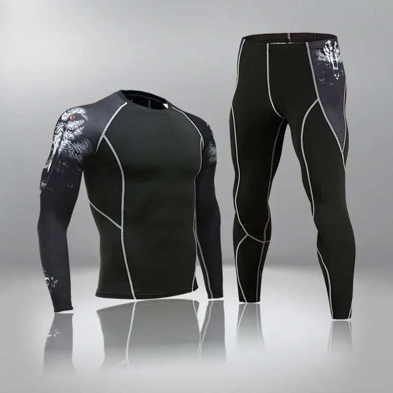 New Men's Thermal Underwear Sets Compression Sport Suit Sweat Quick Drying Thermo Underwear Men Clothing Long Johns Sets