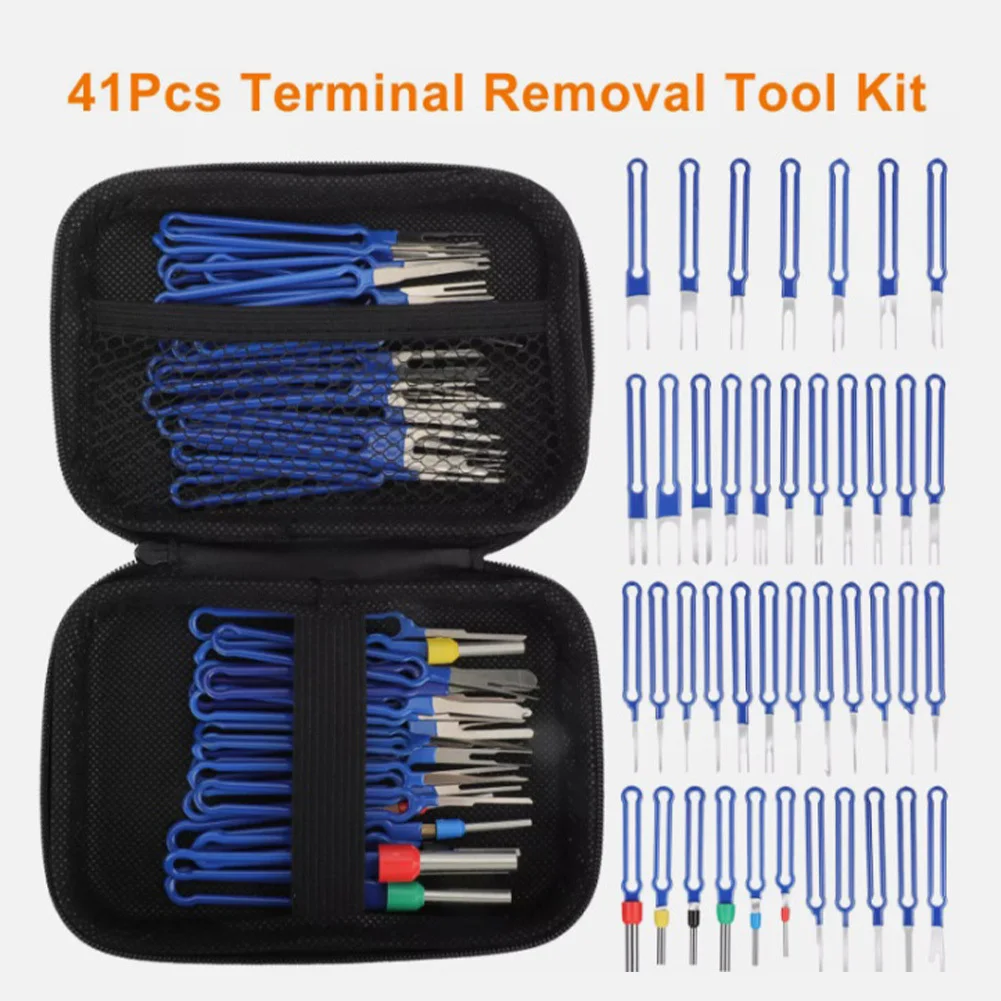 41Pcs Terminal Removal Tool Kit Electrical Wire Connector Pin Removal Tool Kit Pin Extractor Terminal Release Tool