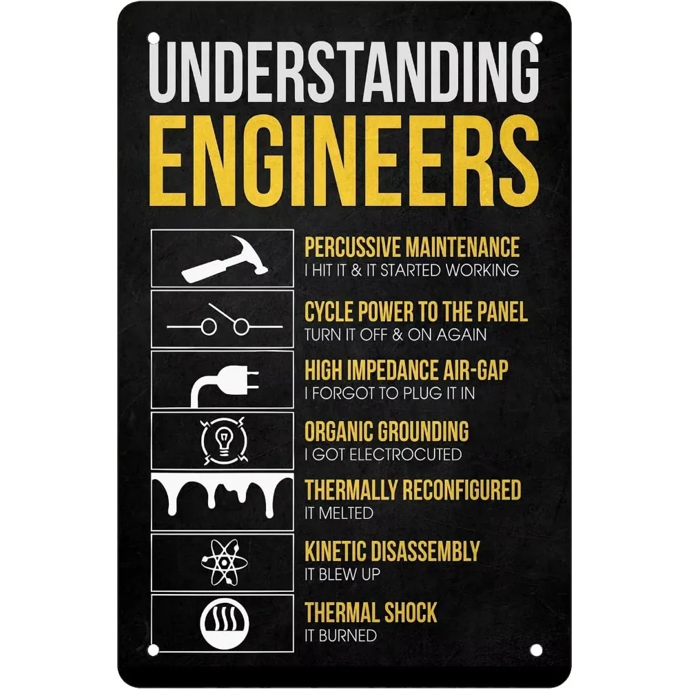 Vintage Metal Plaque Poster Understanding Engineers Plaque Wall Decor Gift Retro Metal Tin Sign For Bedroom Bathroom Restaurant