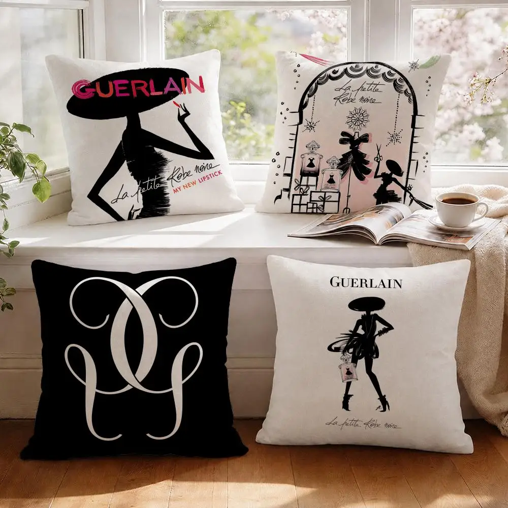 Funda de Cojín Transpirable y Fresca de Lino Natural Estampado de la Marca de Belleza G-Guerlain, Decoración para Sofá y Dormitorio