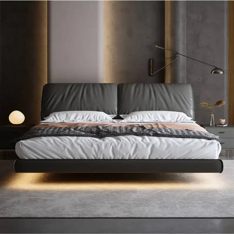 Italian Waterproof Double Bed Designer Full Size Floor Modern Double Bed Luxury Bedgeraamte Wooden Letto Matrimonile Furniture