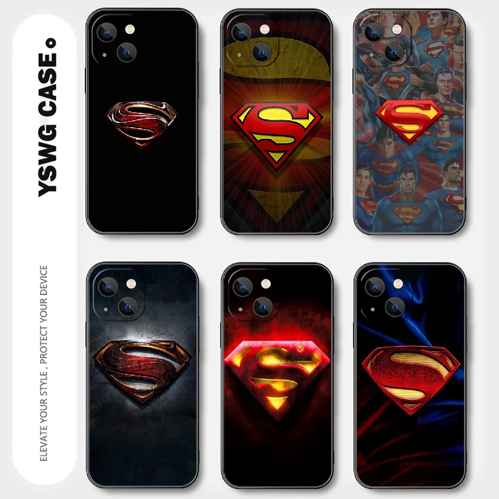 Superman s logo telefon hülle für iphone 15 14 13 12 11 8 pro max x xr xs plus mini abdeckung schwarz