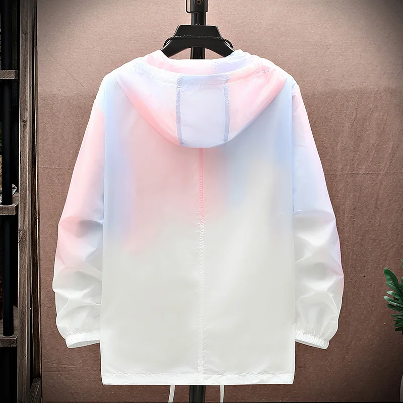 2024 Women Jacket Summer Gradient Y2K Hip hooded Light Thin Coats Windbreaker Woman Hooded Coat veste femme Jackets Clothes