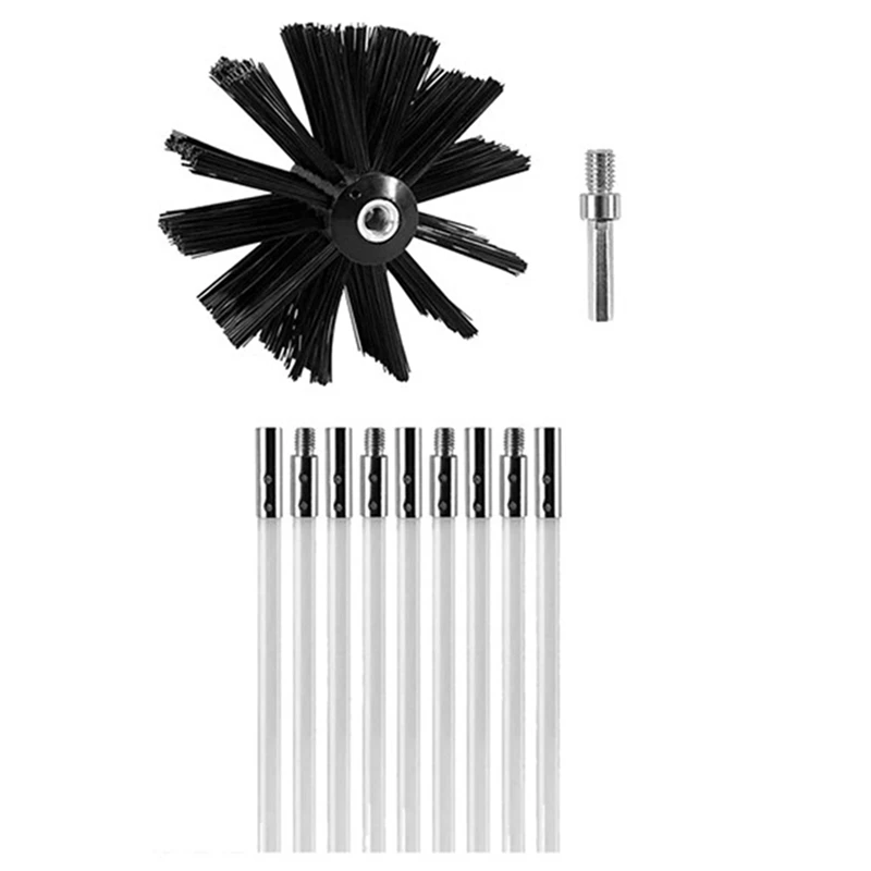 28Pcs Chimney Cleaner Brush Clean Rotary  System Fireplace Kit Rod Tool Set Home Kichen Cleaning Brush