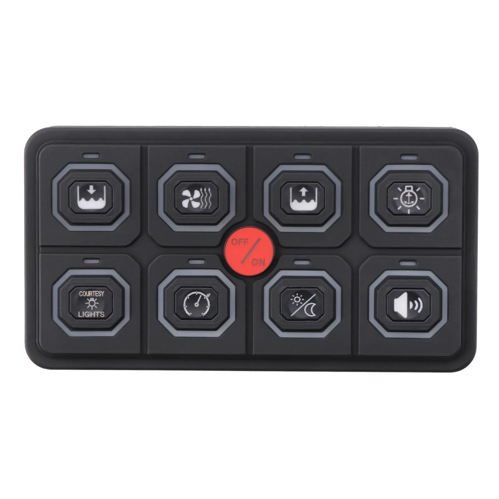 IP68 8-Gang Waterproof Switch Panel With 7 Backlight Multifunctional New Condition For Trucks RVs Modified Cars Yachts