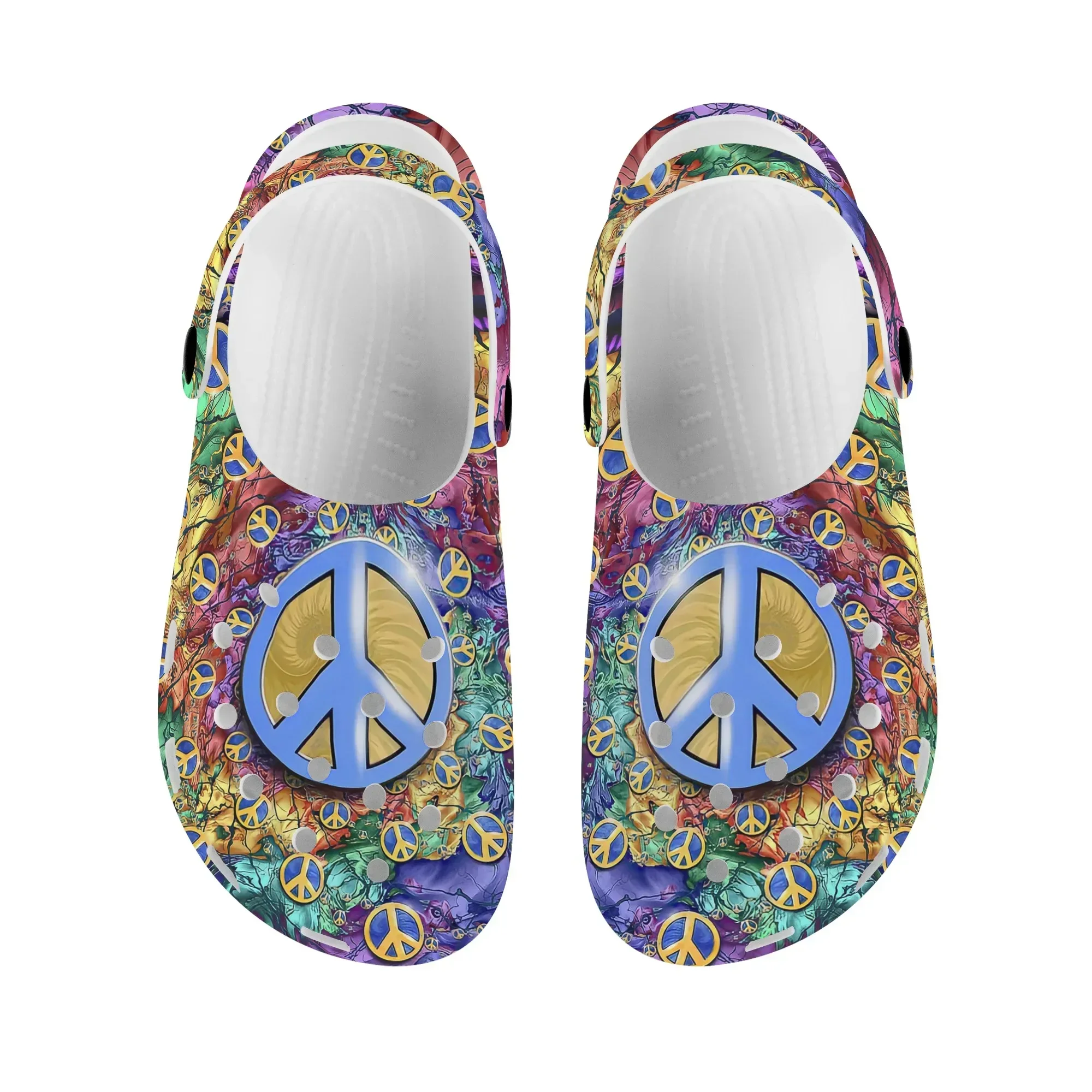Peace And Love Print Designer Sandals Women Non-slip Lightweight Clogs Slippers Fashion Casual Flats Garden Shoes Female