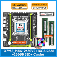 X79 LGA 2011 XEON Motherboard Set KIT with E5 2680 V2 16GB 1866Mhz DDR3 RECC RAM 256GB M.2 NVME and Cooler combo assembly X79