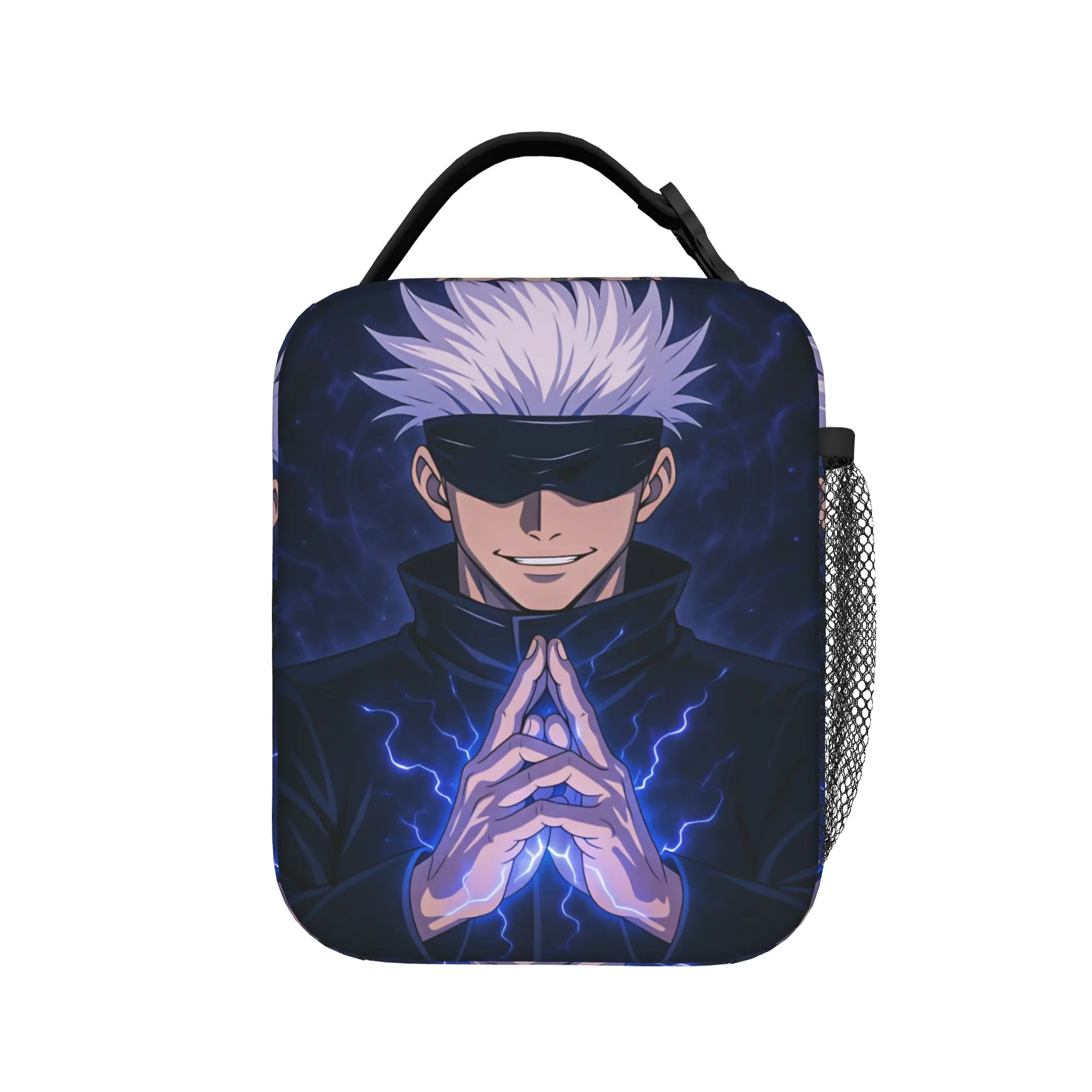 Satoru Gojo Comic Animation Lunch Bag  Casual Lunch Box For Adult Office Convenient Cooler Bag Oxford Print Tote Food Bags