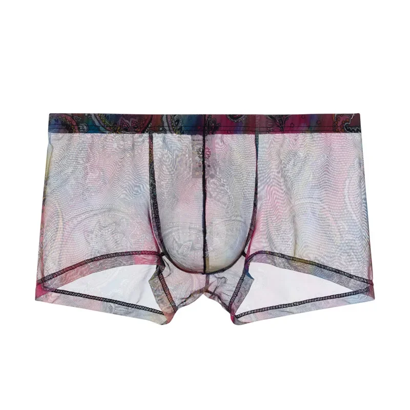 Men Sexy Seamless Underwear Pants Mens Ultra-thin Transparent Boxershorts Male Low-rise Mesh Slips Homme Panties Boxer Shorts 2