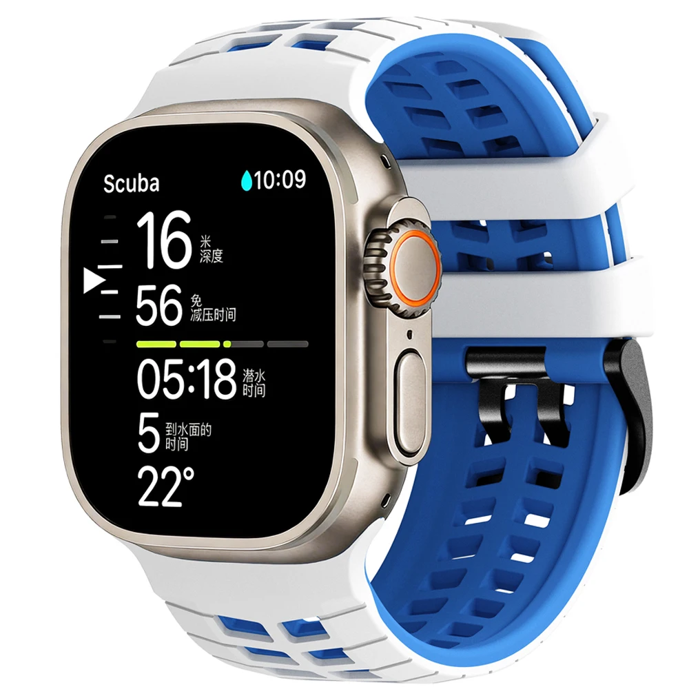 Atmungsaktives Armband für Apple Watch Ultra 3 2 Series 11 10 9 7 8 6 SE 49mm 45mm 46mm 42mm 44mm Silikonarmband Correa iWatch Armband