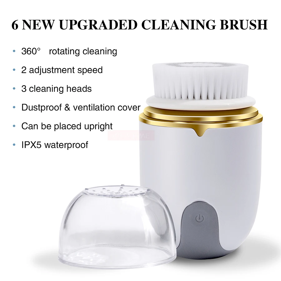 Ultrasonic Facial Cleanser Brush Electric Cleansing Face Brush 360 Rotate Automatic Brush Machine Deep Clean Tool