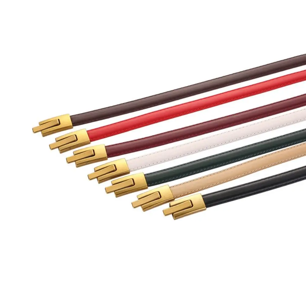 حزام جلد طبيعي مع مشبك معدني للنساء ، حزام الخصر ، جلد البقر ، تنوعا ، تصميم فاخر ، الموضة