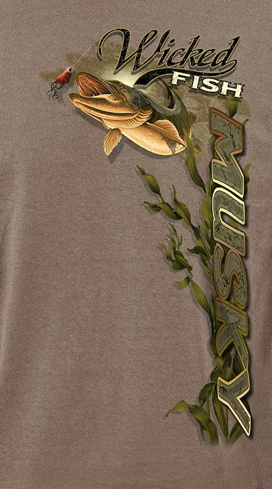 

Модная футболка для рыбалки, подарок Wicked Musky Fish, 100% хлопок, с круглым вырезом, летняя повседневная мужская футболка с коротким рукавом