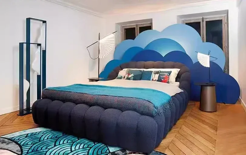 

cream cloud fabric bed football bubble master bedroom 1.5m 1.8m soft bag