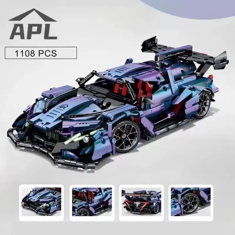 1:14 blocos de construção de carros esportivos apollo carro de corrida modelo kit de construção moc brinquedos de construção para adultos presentes carros colecionáveis